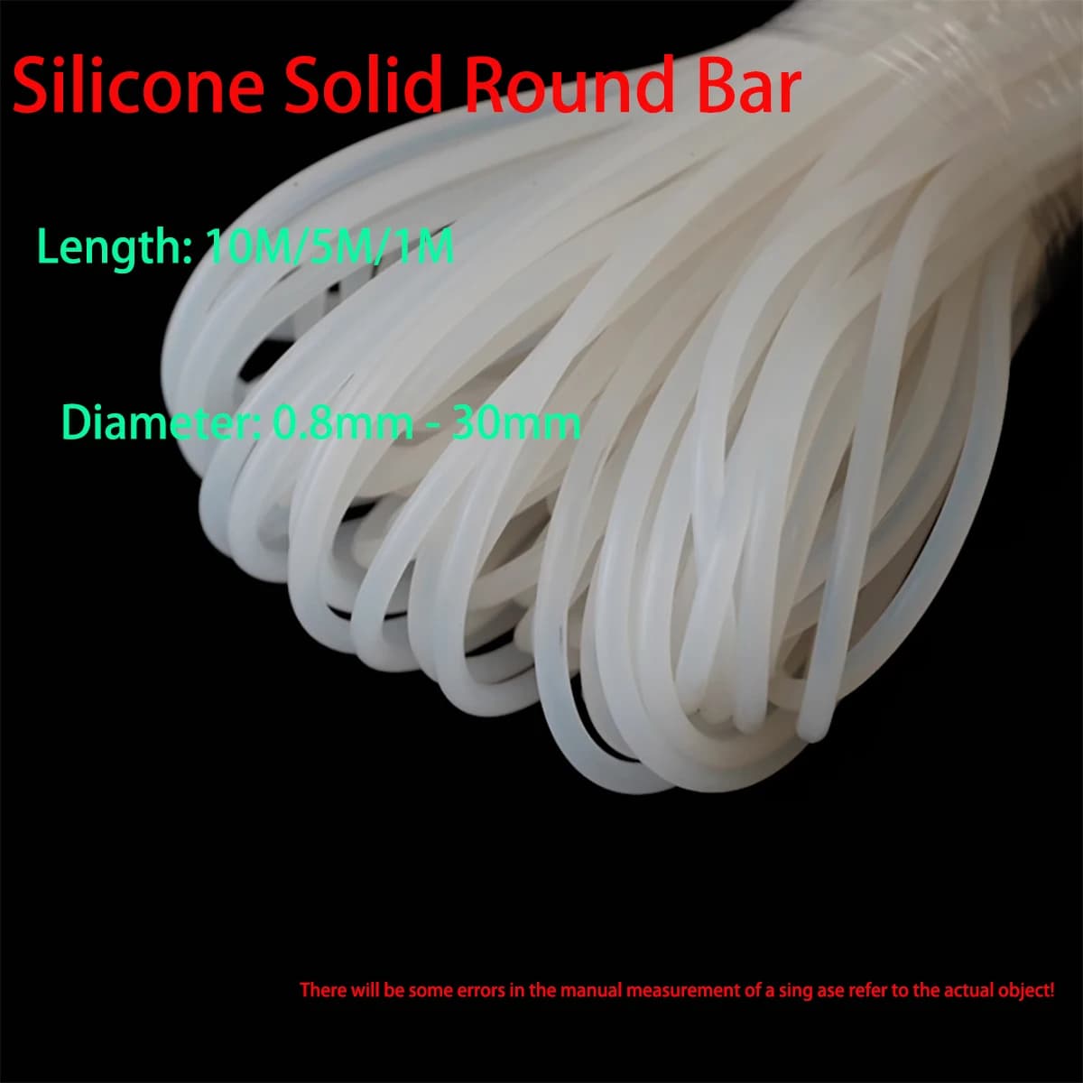 10M/5M/1M Long Solid Silicone Cord  White Rubber Gasket Trim Seal Strips O Ring High Temperature Waterproof Diameter 0.8mm~30mm