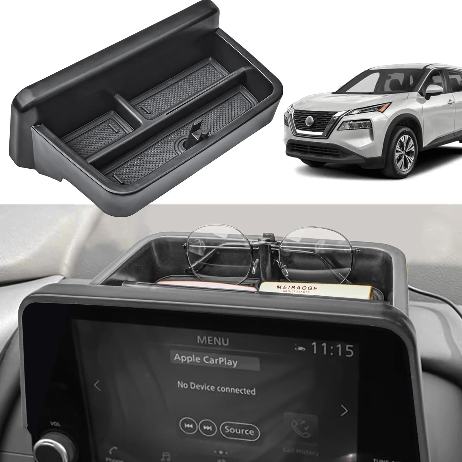 Car Storage Dashboard Tray  For Nissan X-trail Rogue 2021 2022 2023 2024 2025 Car Center Console Organizer Armrest Storage Box