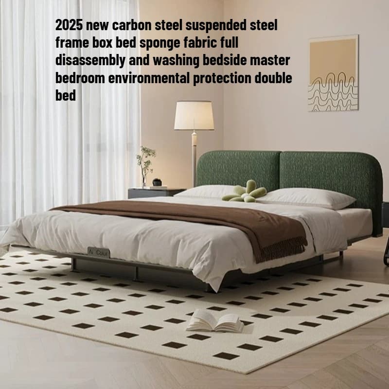 180x200cm Light Bed Floating Storage Modern Raised Bed Metal Frame Space Saving Camas Matrimoniales Futuristic Furniture