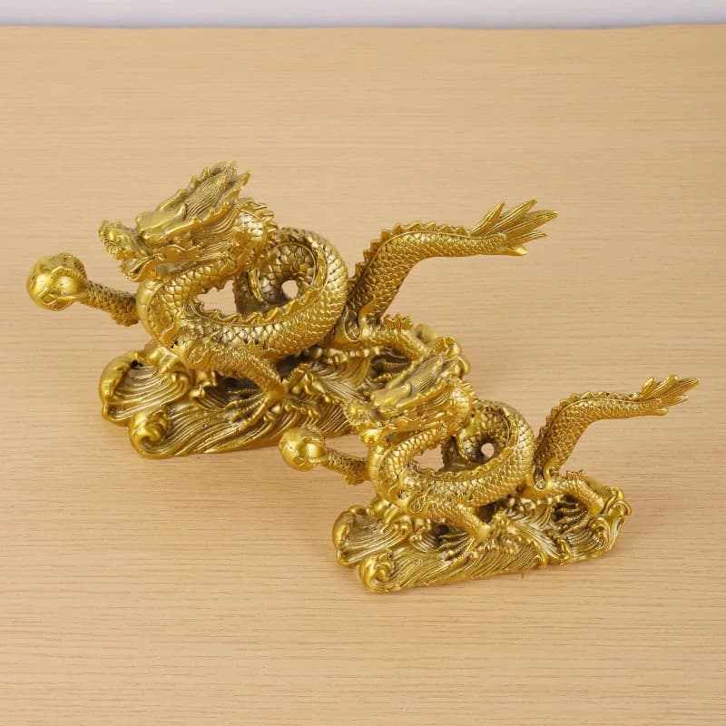 Copper Ornament, Five-Clawed Golden , Wealth Prosperity, Zodiac Dragon, Living Room Office Desktop Decoration, Ausp