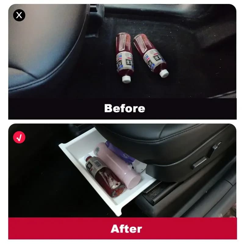 TPE Storage Lower Box Car Accessories For Tesla Model Y 2020-2024 Under Seat Storage Box Organizer Drawer Holder