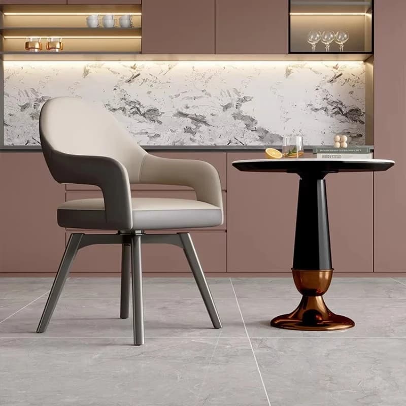 Modern Hollow Backrest Silent Rotatable Stable Stainless Steel Dining Chair