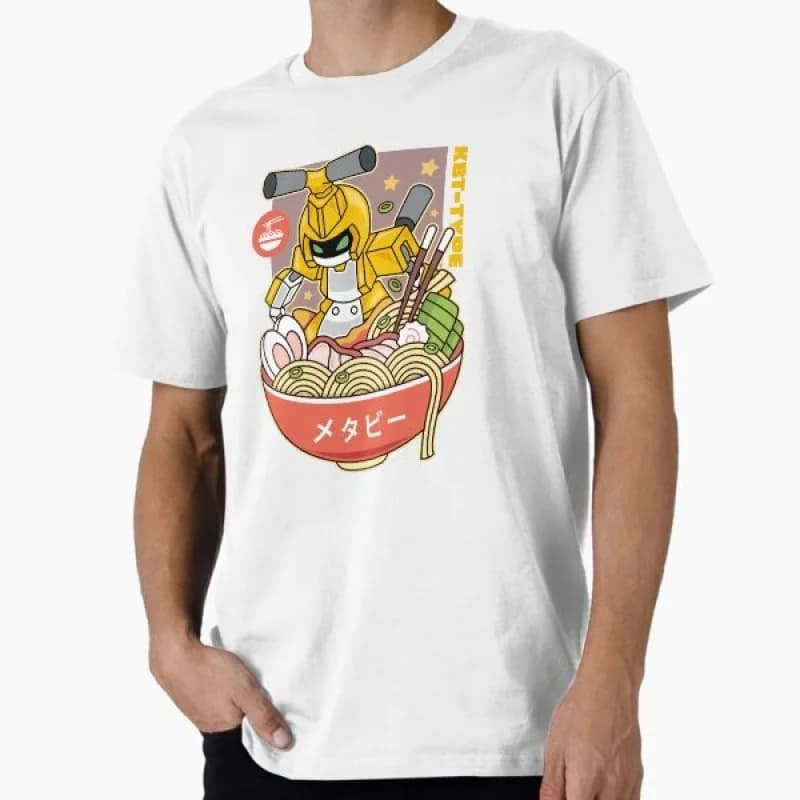 80s Classic manga Mecha Graphic clothes 0405 Anime Kbt Beetle Type Ramen Steel Jeeg Robot t shirt Short-sleeve All size tops