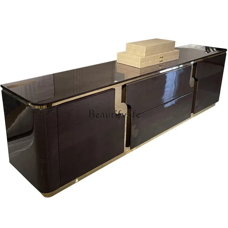 55Light luxury post-modern living room audio-visual cabinet Simple solid wood paint floor cabinet