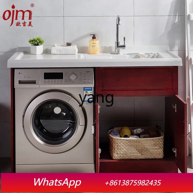 LHH  balcony solid wood laundry cabinet pool slot significant other laundry basin with rubbing board