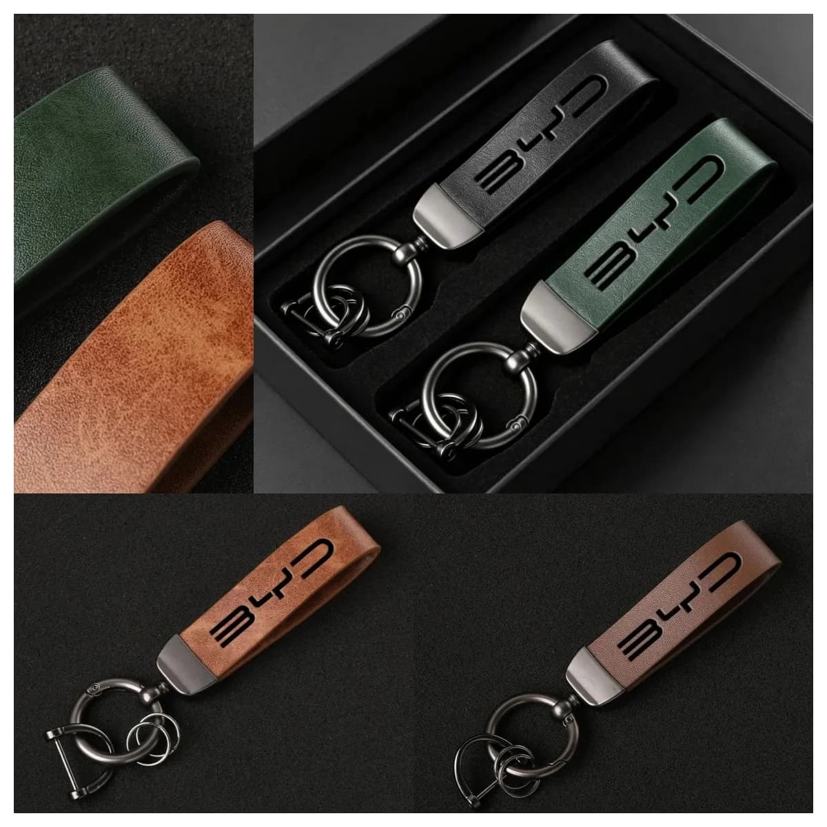 1Pc Luxury Leather Metal Keyring For BYD Sealion 7 Tang Han Atto 3 Yuan Plus Song Plus Qin Seal Dolphin Seagull Fob Lanyard