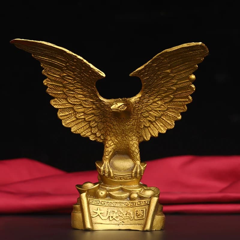 Vintage Brass Majestic Eagle Statue - Traditional Metal Sculpture, Home & Office Desktop Decor & Collectible
