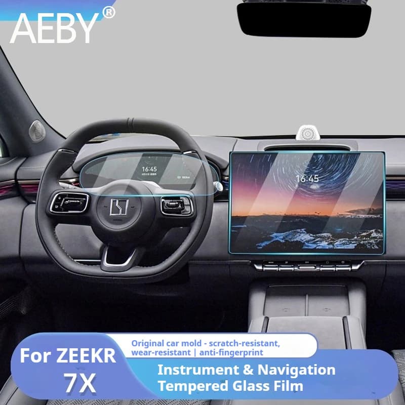 AEBY For ZEEKR 7X 2024 2025 Dashboard &Navigation Screen Tempered Glass Protector Anti-scratch Anti-fingerprint High Clarity