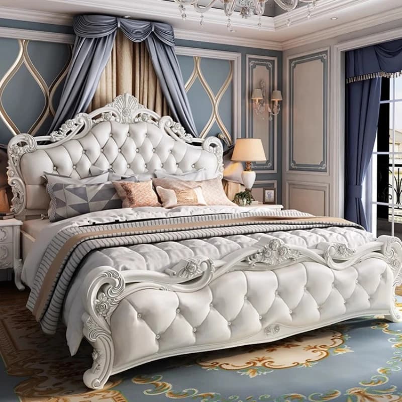 European Organizer Beds Headboard Fancy Luxury Sleeping Beds Frames Queen Sized Muebles Para Dormitorio Bedroom Furniture