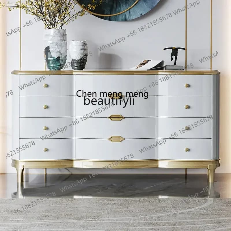 cc1820American Light Luxury Solid Wood Sideboard Entrance Cabinet Locker Tea Cabinet Kitchen and Restaurant Chest of Drawers