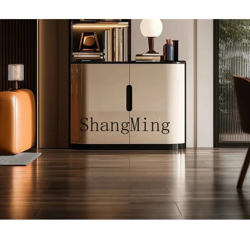 SM Light Luxury High-End Solid Wood Sideboard Modern Rock Slab Entryway High-Low Combination Wall-Mounted Storage Cabinet