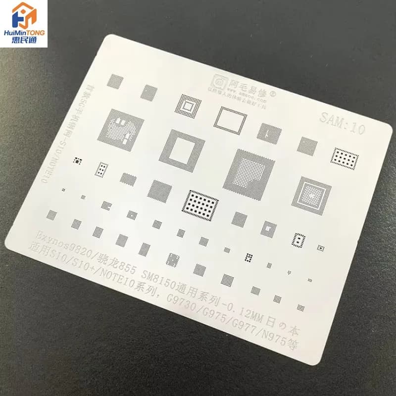 Amaoe BGA Reballing Stencil Steel Planting Tin Mesh CPU Repair for Samsung Mobile Series S10/S10+/NOTE 10/G9730/G975/G977/N975