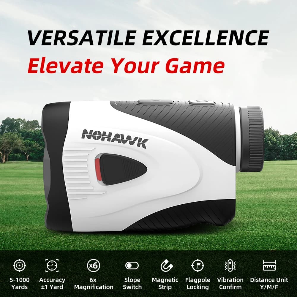 Nohawk Golf Rangefinder with Slope Switch and Magnetic Attachment Flag Locking Vibration 6X Magnification for Tournament Legal