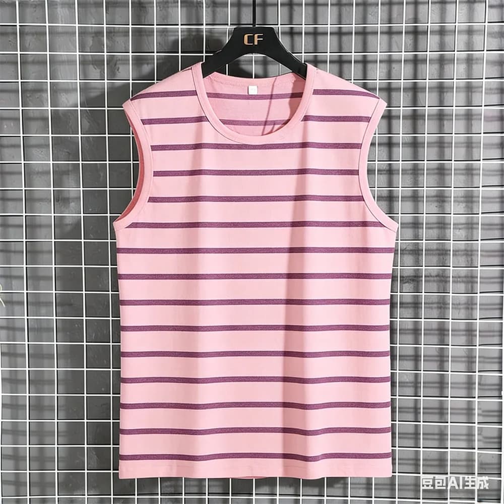 Summer Men's Sleeveless T-Shirt Summer 100% polyester men's t-shirts and tank tops Leisure sports vest Striped Home Mens T-shirt