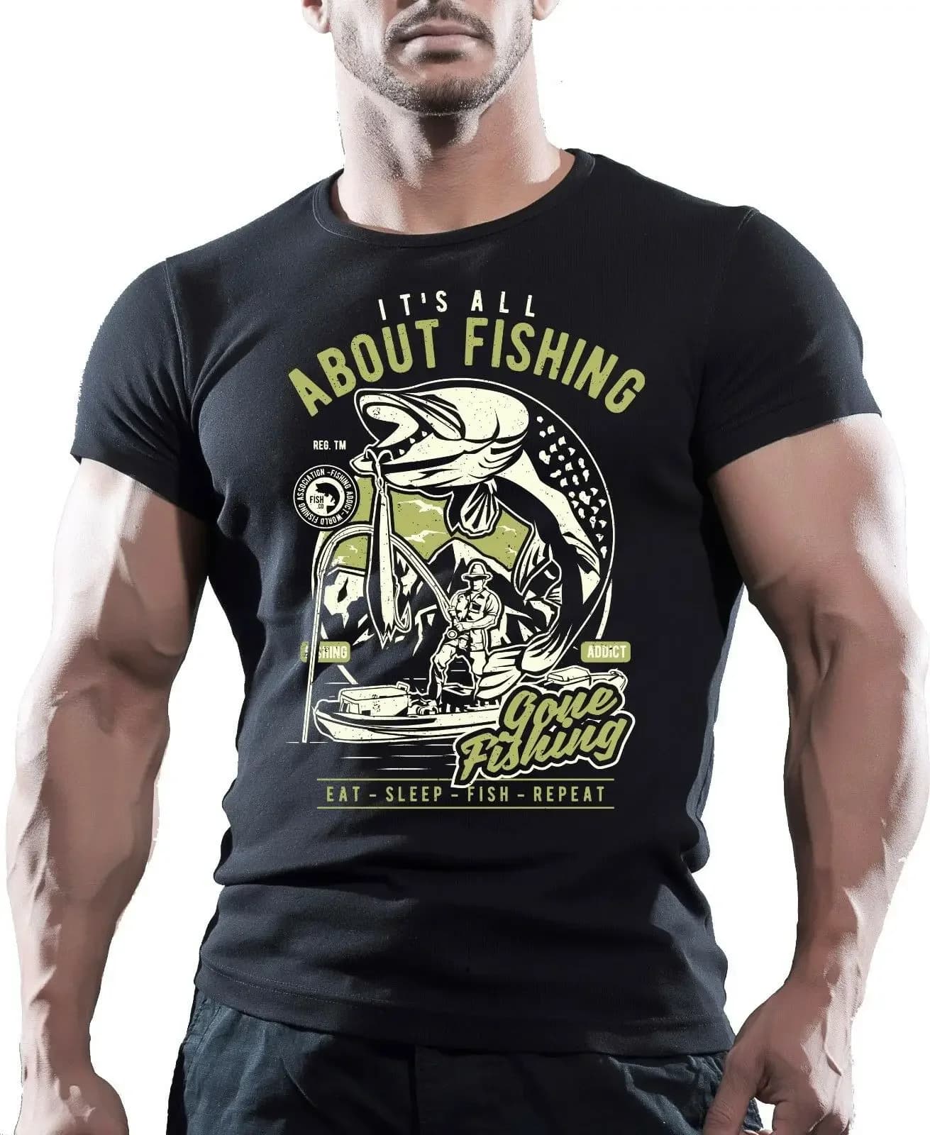 It's All about Fishing. Vintage Fisherman Angler Gift T-Shirt. Summer Cotton Short Sleeve O-Neck T Shirt New S-3XL