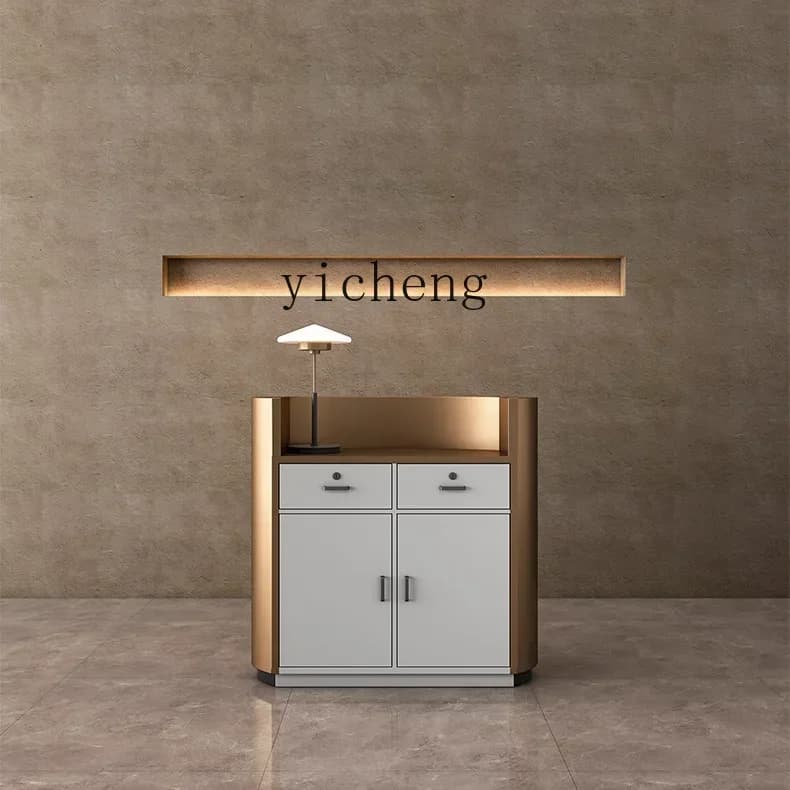 r9.2- Light Luxury Commercial Stainless Steel Bar Cabinet Clothing Store Cafe Cashier Counter with Storage