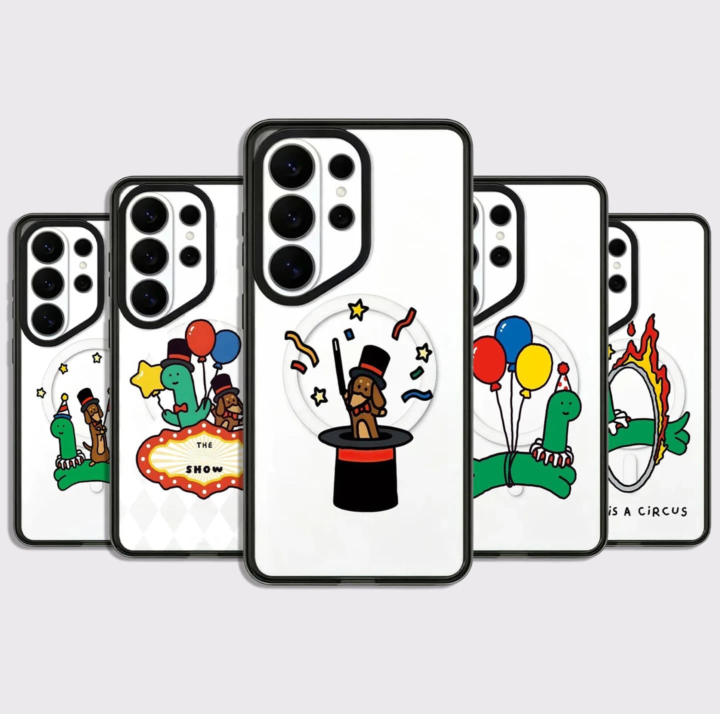 Cartoon Magic Show Acrylic Black Border Case for Samsung Galaxy S26 S25 S24 S23 Ultra S26U S24+ S25+ S26 Plus Protective Case
