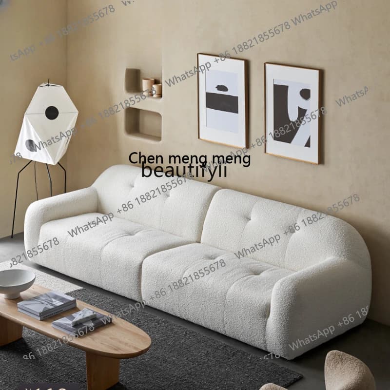 X   Sofa Small Apartment Living Room Cream Style French Retro Large Sitting Deep Straight Three-Seat