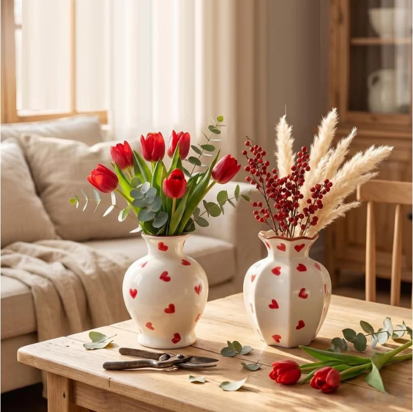 Love ceramic vase ins style high-end living room flower arrangement ornament desktop hydroponic vase home decoration