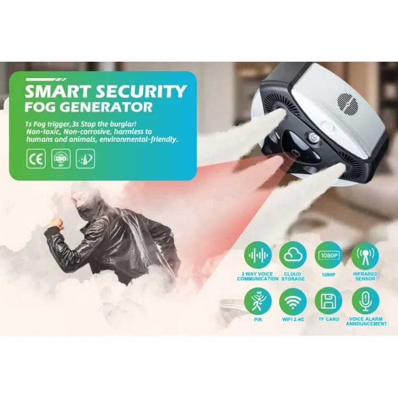 Anti-Theft Home Security Fogger Alarm | Pet-Safe with Replaceable Smoke Container
