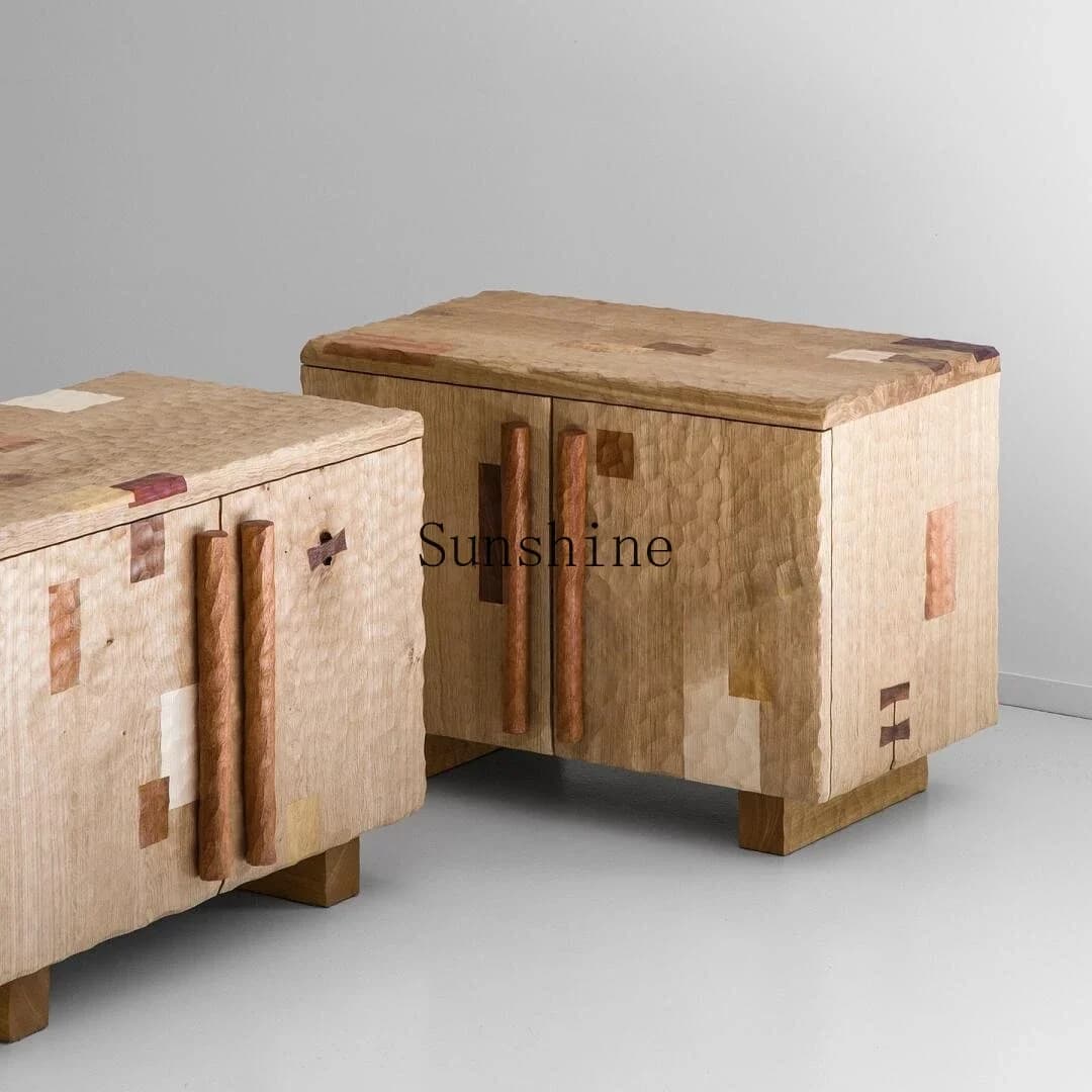 Wabi Sandy Wind Solid Wood Bedside Retro Design Living Room Bedroom B & B Hotel Storage Locker  FT