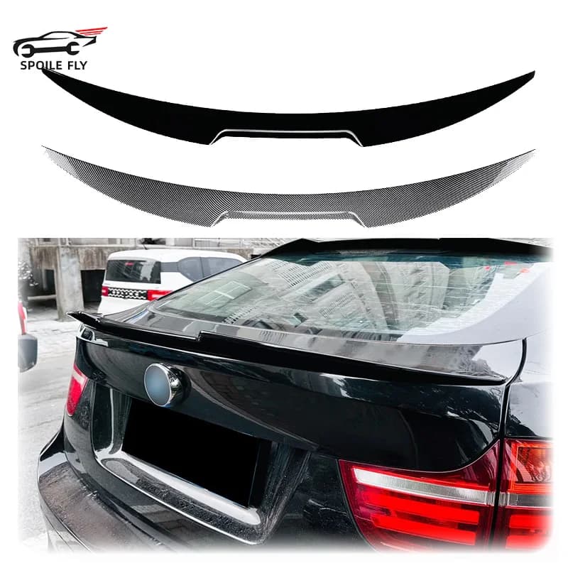 2008 2009 2010 2011 2012 2013 2014 For BMW X6 E71 Rear Spoiler Tail Trunk Wing Lip ABS Gloss Black Carbon Fiber Body Kit Cover