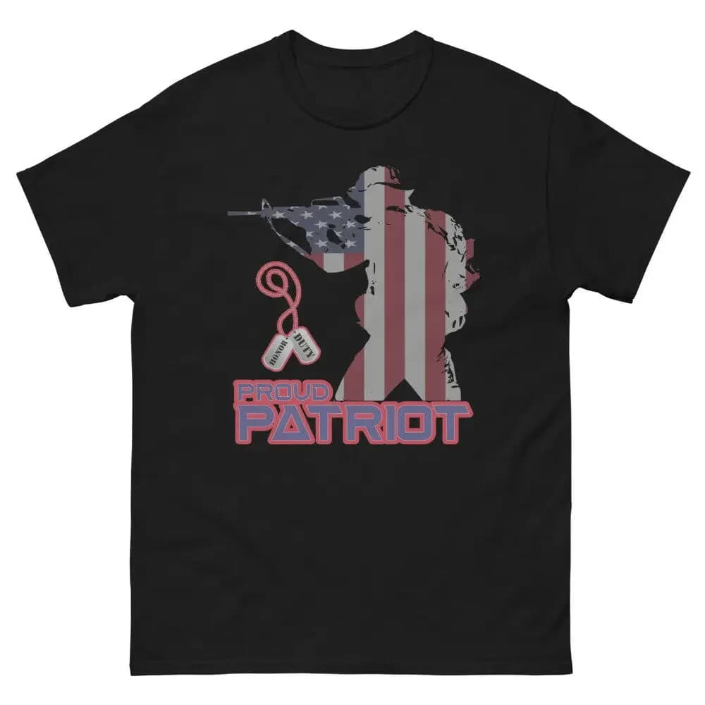 Proud Patriot Honor And Duty Heavyweight Tee Men's 100% Cotton Casual T-shirts Loose Top Size S-3XL