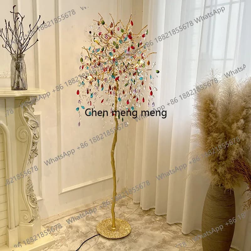 All copper light luxury, crystal floor lamp living room bedroom, decorative bedside vertical