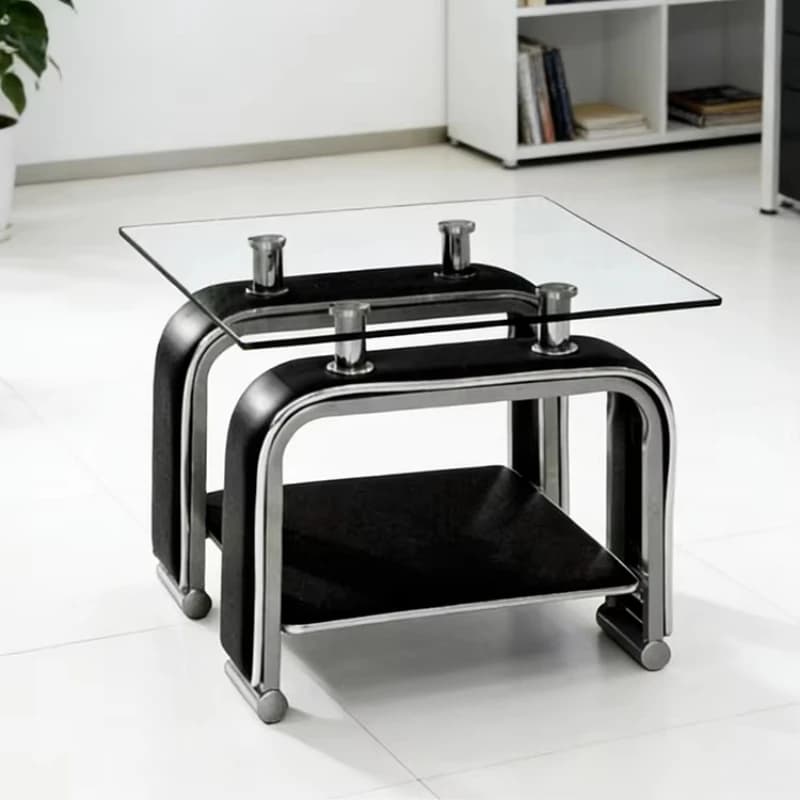 Decorative metal glass coffee table, modern minimalist design, portable and lightweight
