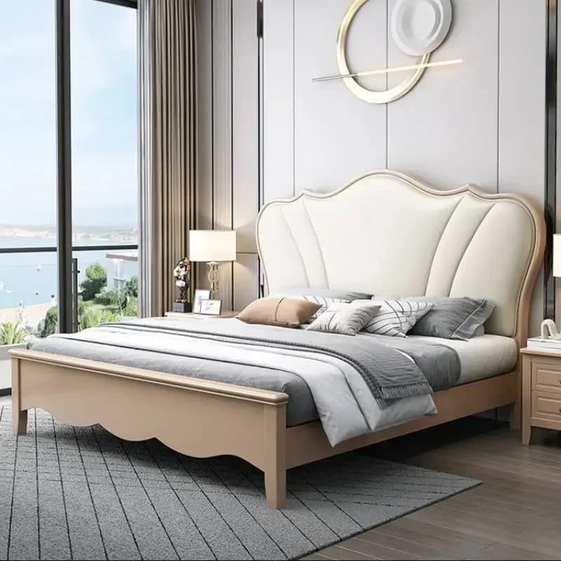 //Sleeping Beige Double Bed Princess Designer Large Modern Headboard Double Bed Bases Full Designer Cama Solteiro Unique Furnitu