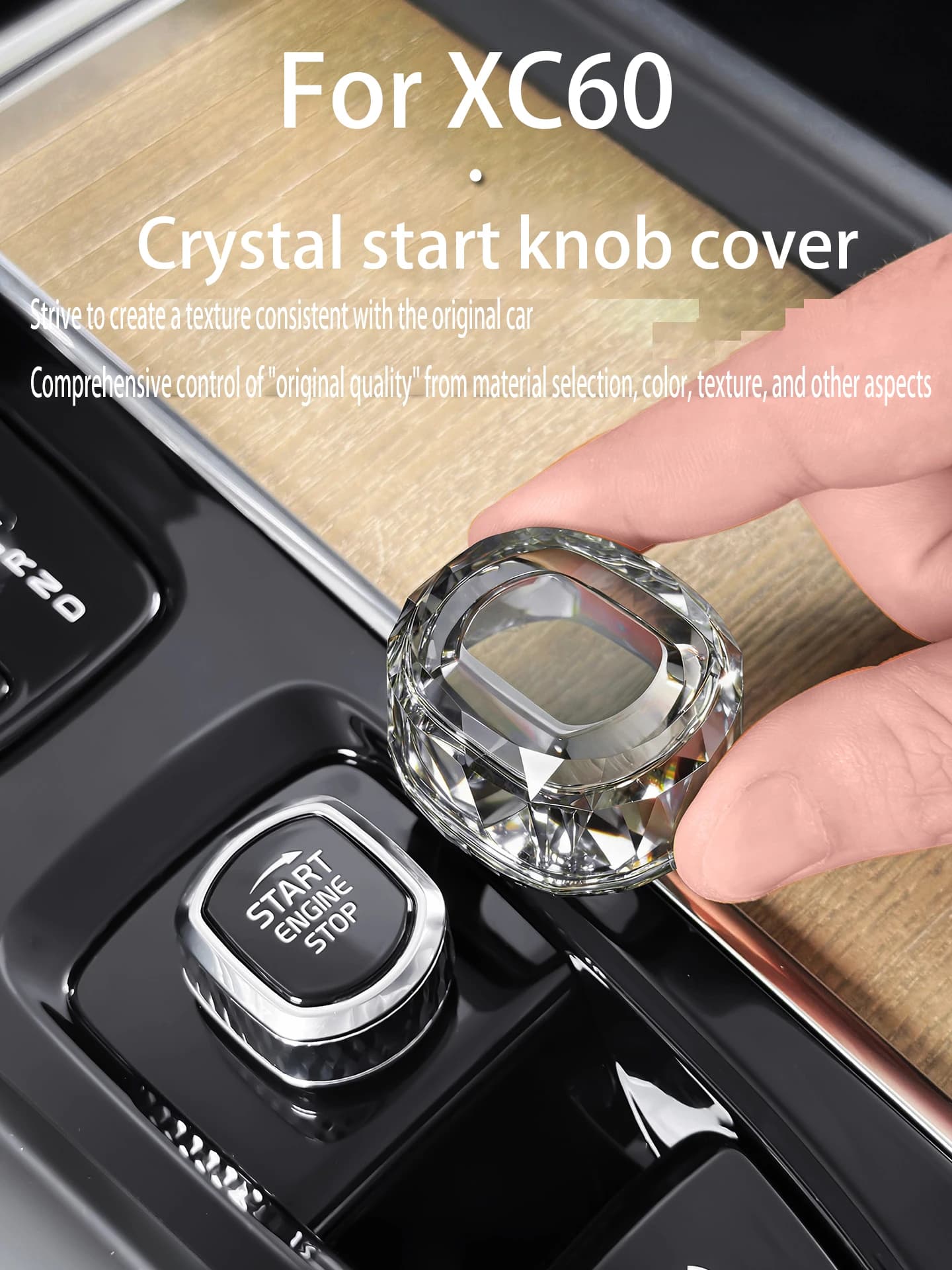 One-button Start Crystal Knob Cover For Volvo XC60/S90/XC90/S60/V60/V90 Car Interior Starter Button Cover decoration Accessories