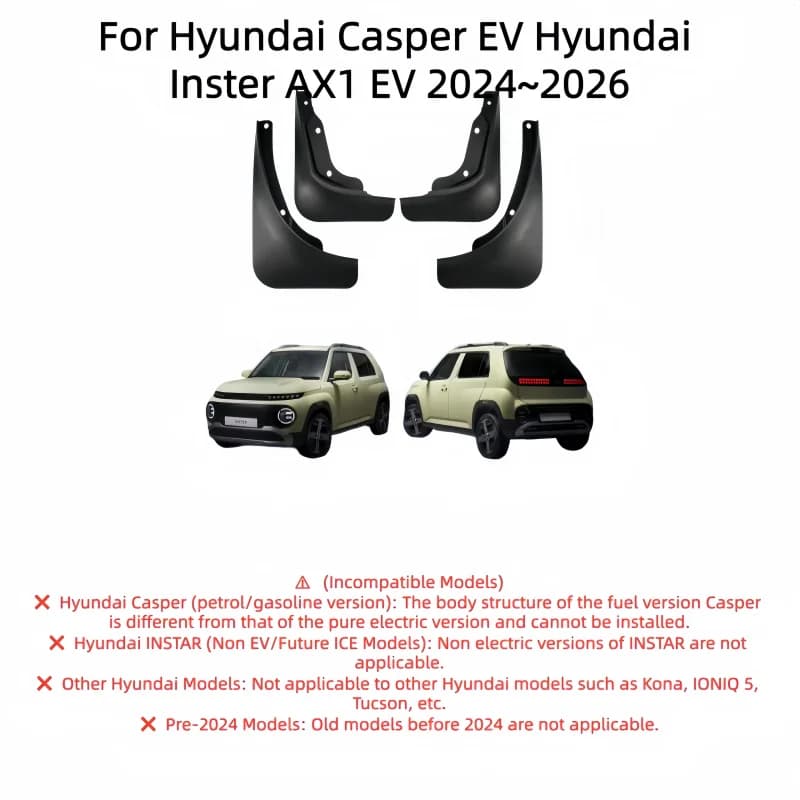Car Mudguards For Hyundai Casper EV Hyundai Inster AX1 EV 2024~2026 Mud Guard Flaps Splas Splash Guard Fenders Car Accessories