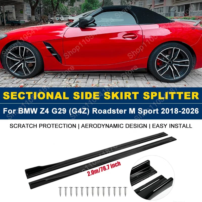 Side Skirts Extension Rocker Panel Splitter For BMW Z4 G29 (G4Z) Roadster M Sport 18-26 2M 78.7" ABS Plastic Car Exterior Tuning