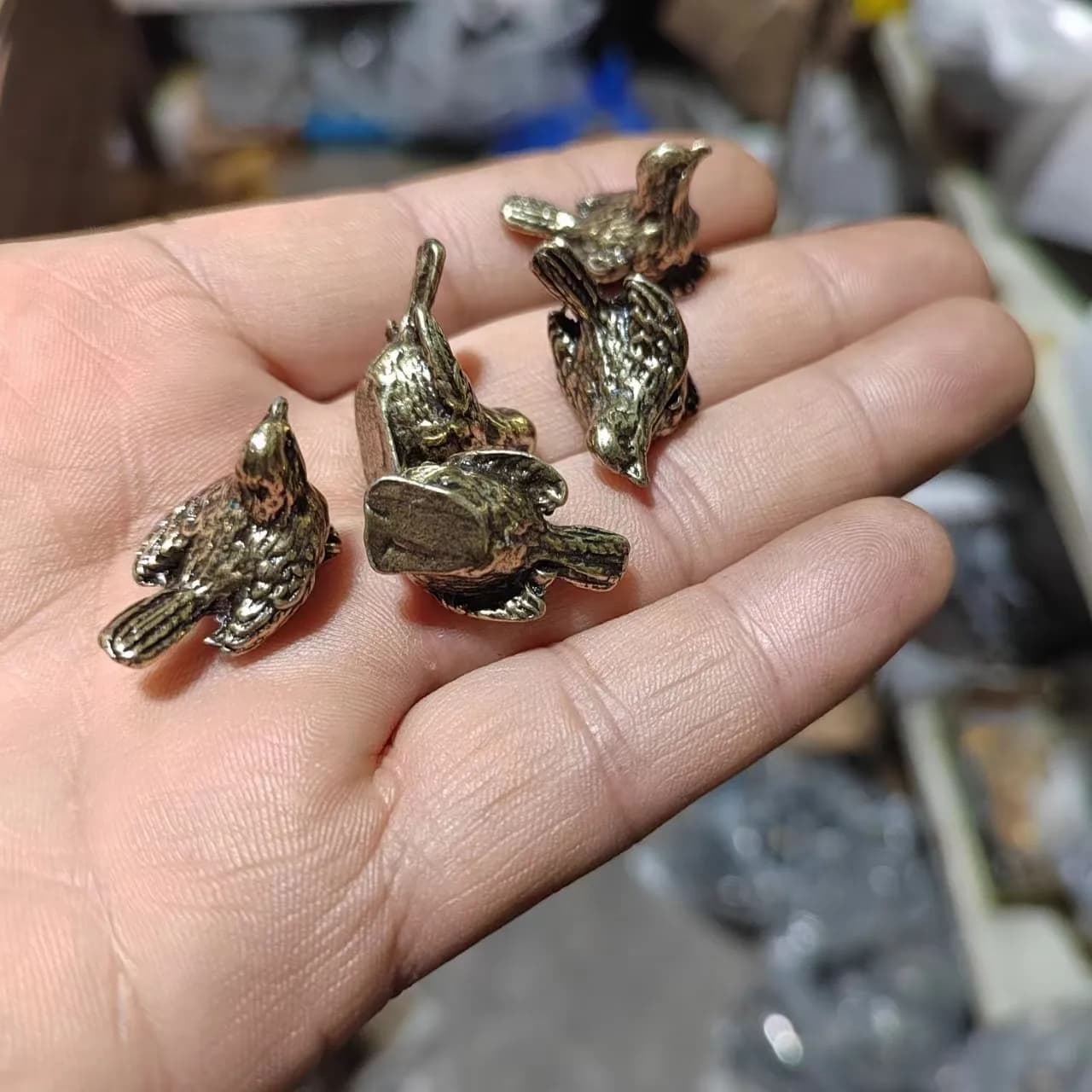 Brass Sparrow Home Decoration Antique Statue Animal Figurines Miniatures Ornament Accessories Creative Table Tea Pets Craft