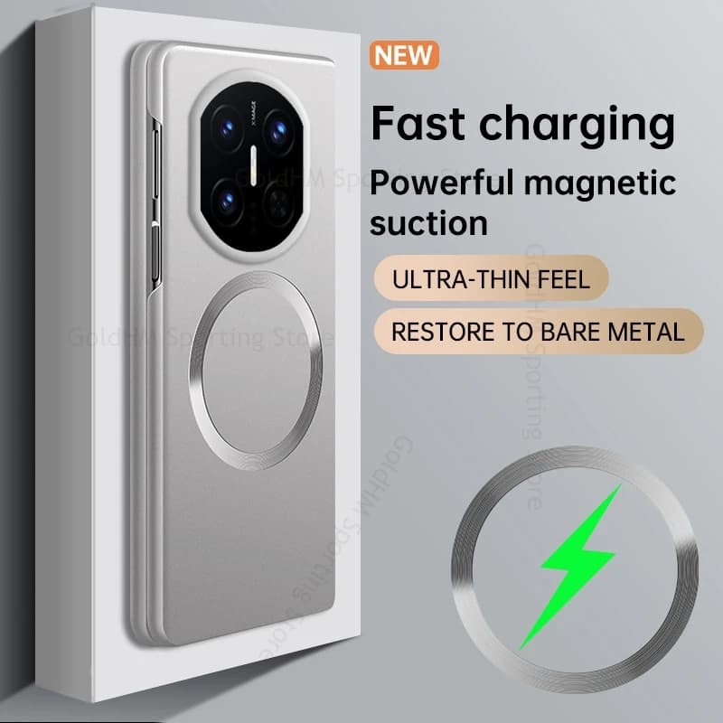 Metallic Paint Matte For Magsafe Case For Huawei Mate X7 X6 Wireless Charger Magnetic Full Protector Cover For Huawei Mate X5 X3