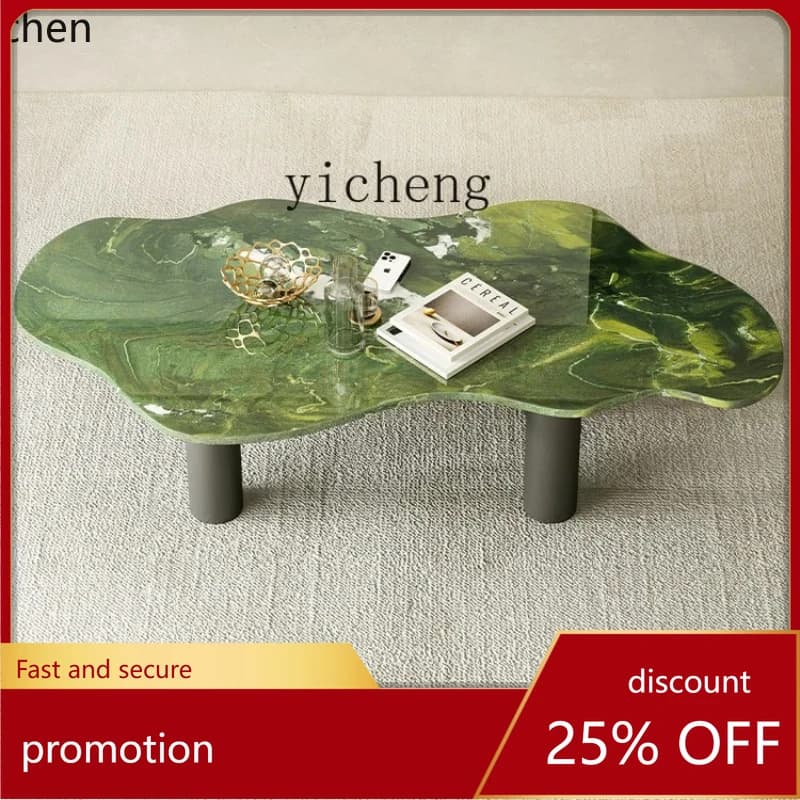 HXL avocado green luxury stone coffee table high-end light luxury retro art cloud coffee table