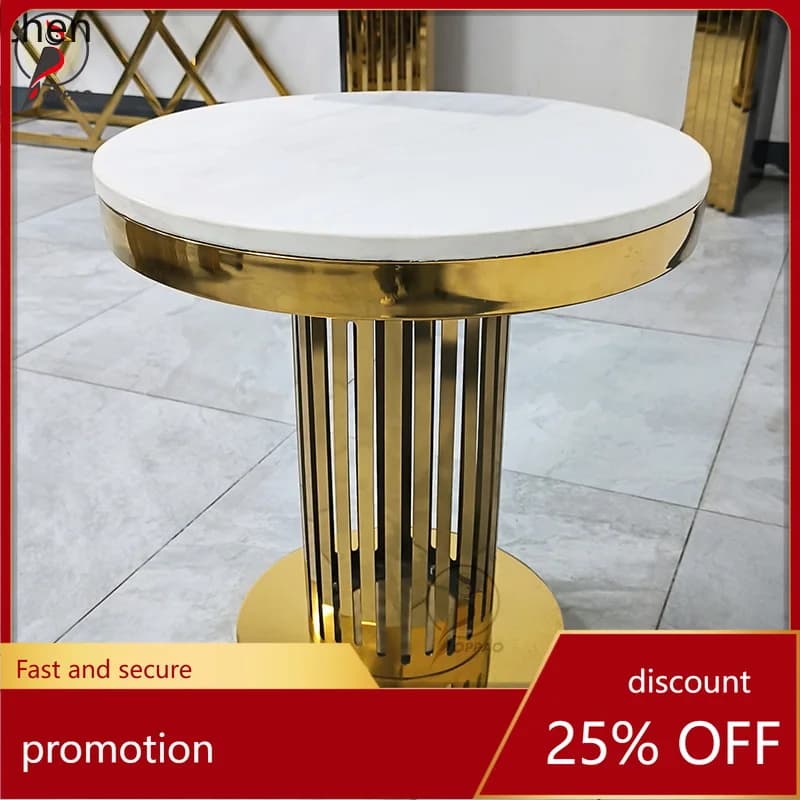 YFY Light Luxury Marble Round Small Coffee Table Small Apartment Living Room Home Side Table Designer High-End Rock Board
