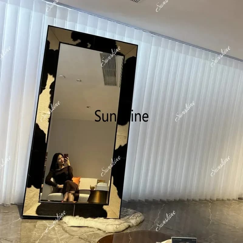Square Portable Mirror Nordic Aesthetic Full Body Standing Girls Art Mirror Living Room Modern Items Spiegels Home Products
