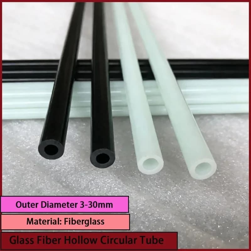 Glass Fiber Hollow Round Tube 3-30mm OD For Aerospace Chemical Pipe Sports Gear