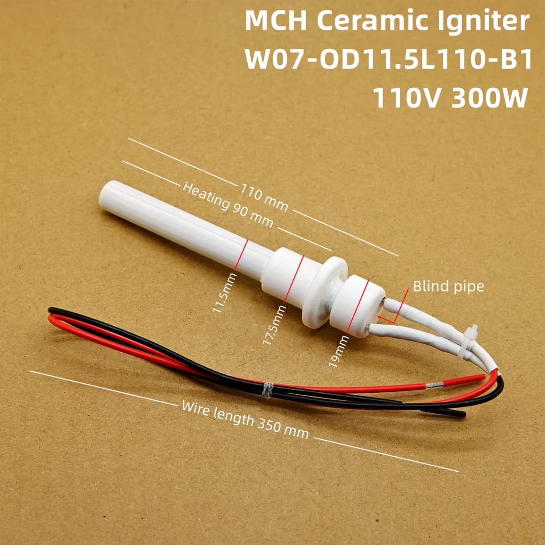 110V300W ceramic Igniter wood pellet furnace Ignition rod resistant to high temperature, fast ignition, long service life