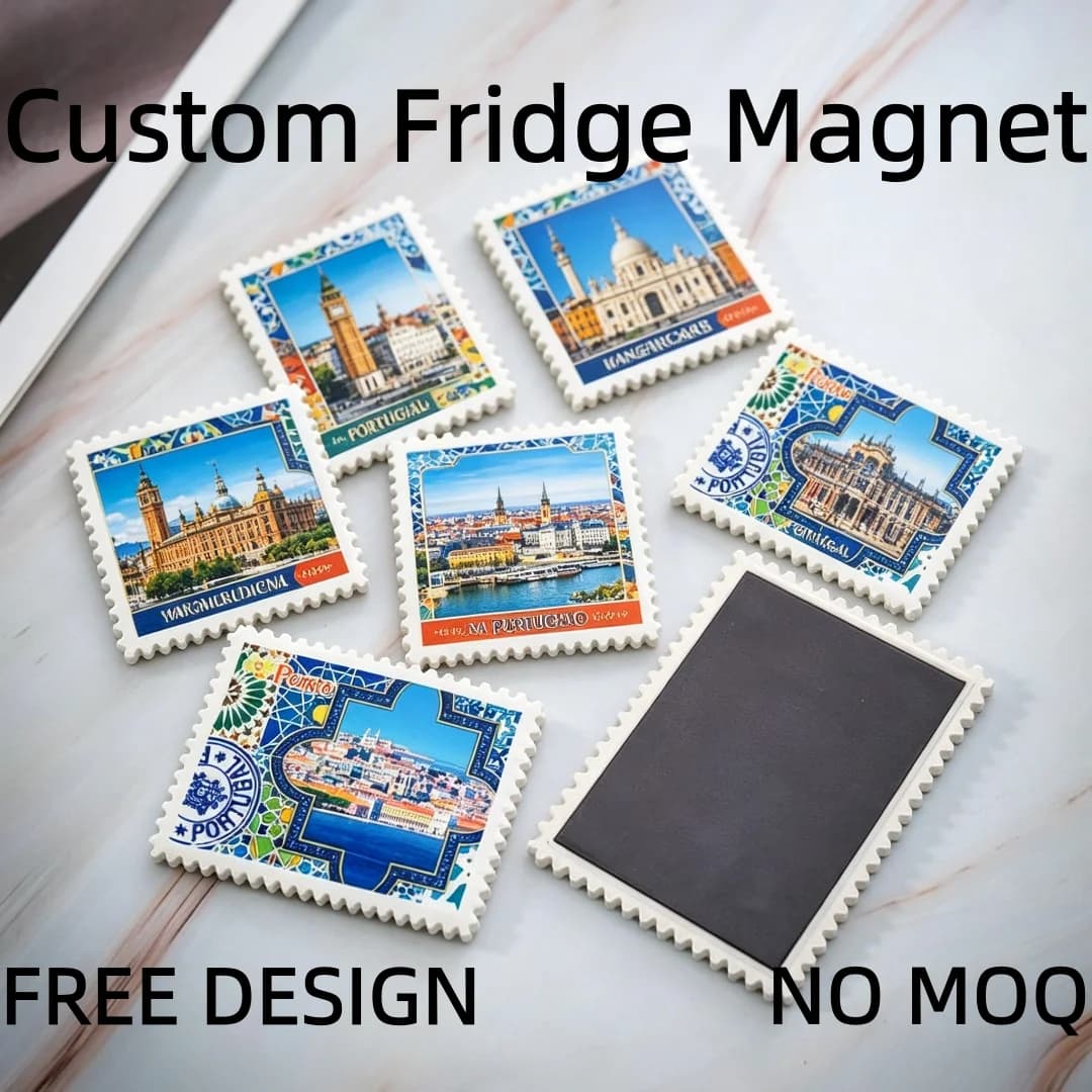 DIY Stamp Shape Refrigerator Photo Magnets UV Printing Sublimation Blank Ceramic Fridge Magnet for Decoration