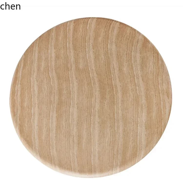 DSA Round Coffee Table for Living Room Minimalist Imitation Travertine Coffee Table