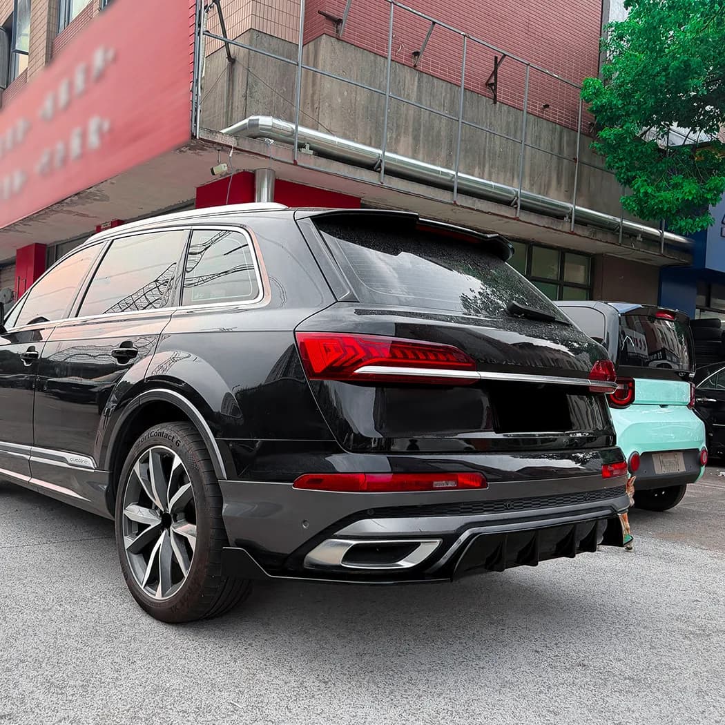 FOR Audi Q7 Sline 4M 2020 2021 2022 2023 Car Rear Bumper Lip Diffuser Splitter Lower Protector Exterior Modification Accessories