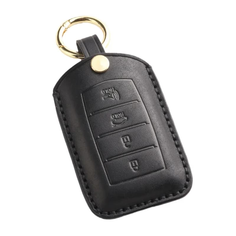 Genuine Leather Handmade Car Key Case Cover Shell Protector Fob Holder for Genesis Rohens Accessories Keychain