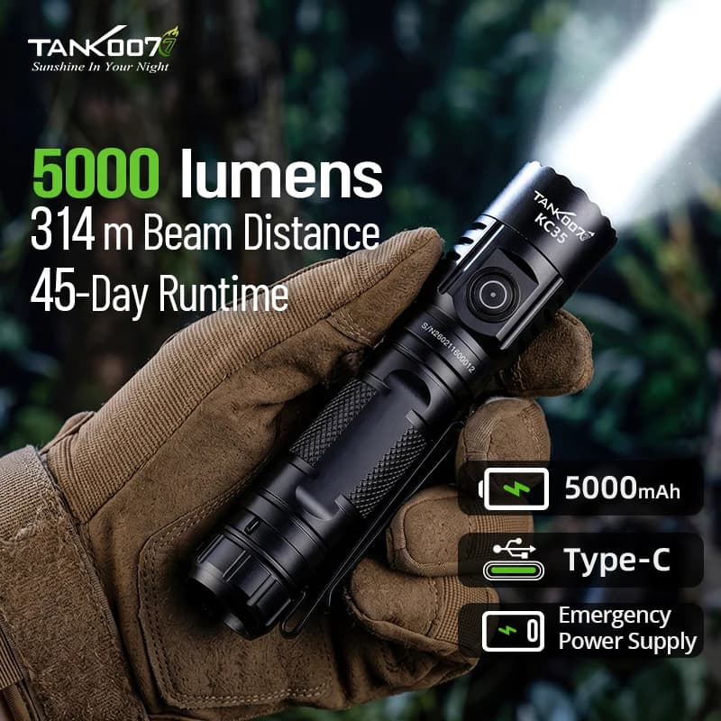 TANK007 KC35 Tactical Torch Light High Power 5000lm Super Bright Outdoor Flashlight Rechargeable Portable Emergency Linternas