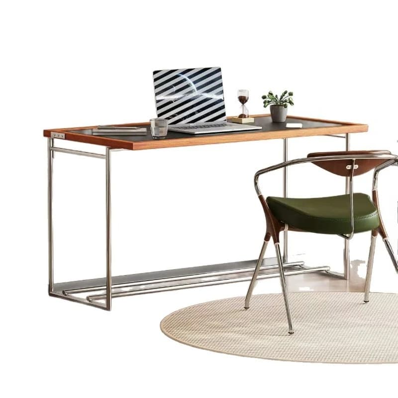 Flip table, household coffee table, solid wood stainless steel table