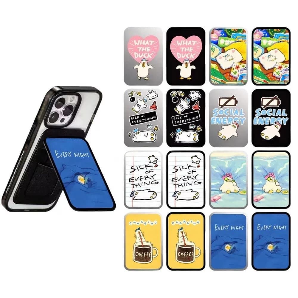 Cartoon Coffee Duck Magnetic Phone Stand Card Holder for IPhone Holder Mount Support for Galaxy Mobile Phone Accessories