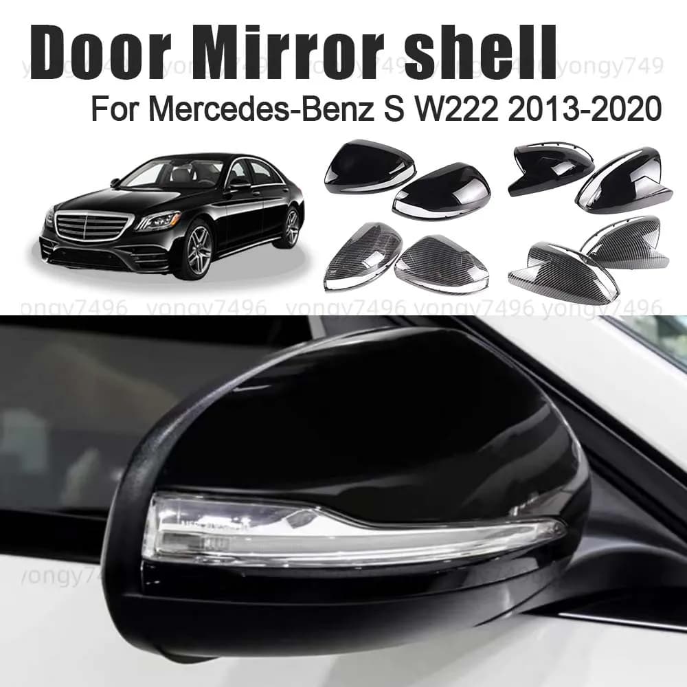 Cars Accessories Door Mirror Shell For Mercedes-Benz S W222 2013-2020 Carbon Fiber Glossy Black Car Rearview Accessories