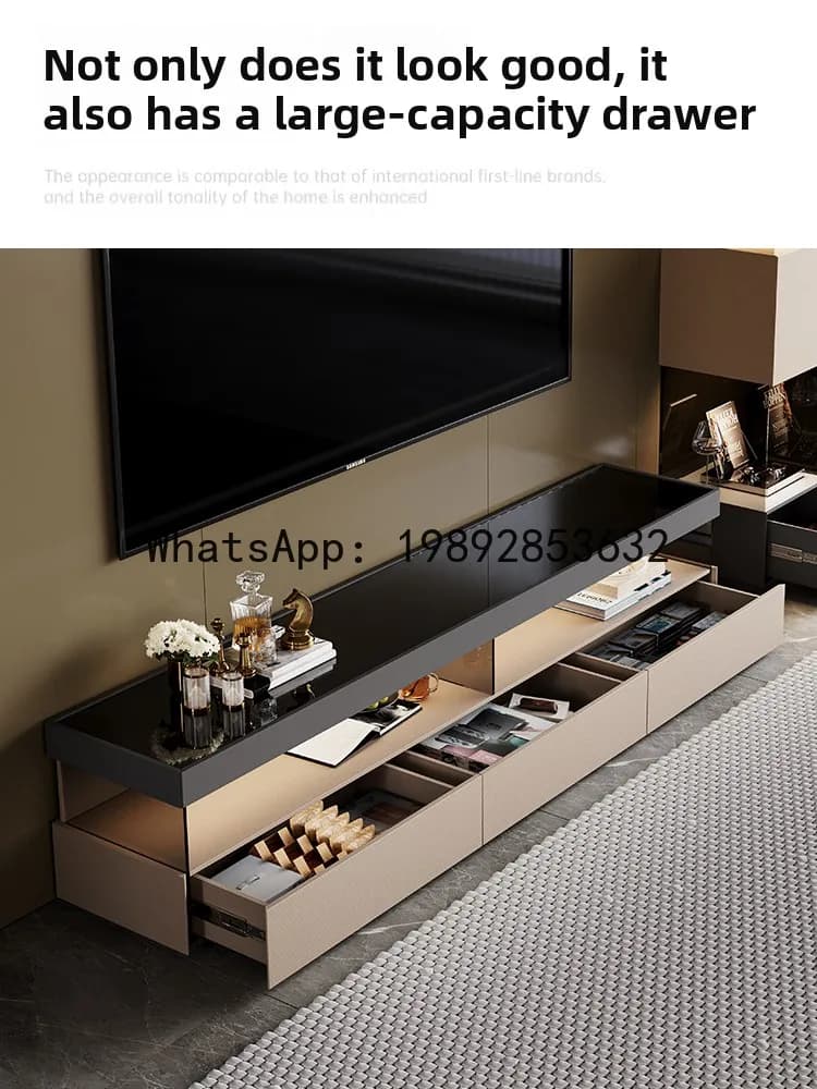 LYY Light Luxury High-End Floating TV Stand Italian Minimalist Floor TV Cabinet Living Room