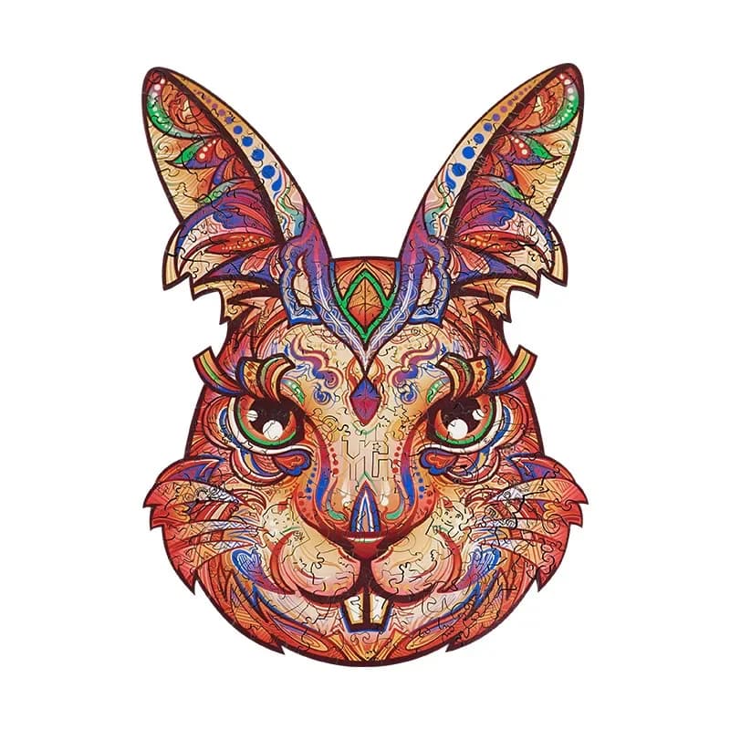 Chinese rabbit wood special-shaped zodiac rabbit year national tide
